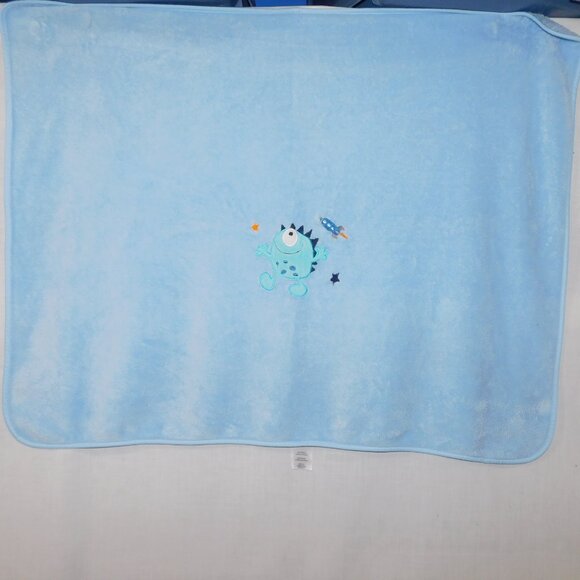 Garanimals Blue One Eyed Monster Plush Fleece Baby Toddler Blanket 27" x 35" - Picture 2 of 5
